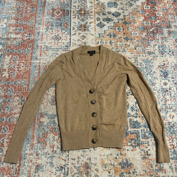 Jcrew 100% cashmere camel cardigan - Picture 1 of 6